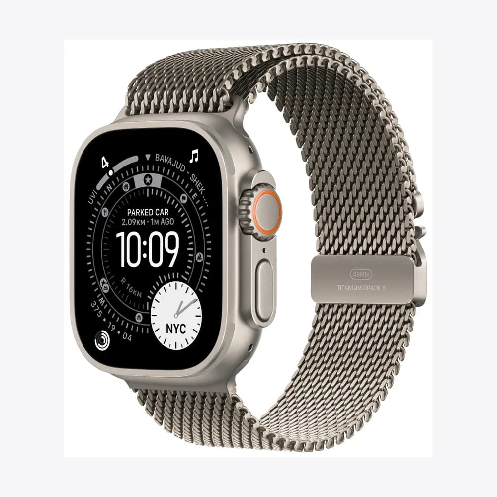 Apple Watch Ultra 3 GPS + Cellular 49mm Natural Titanium Case with Natural Titanium Milanese Loop - Small