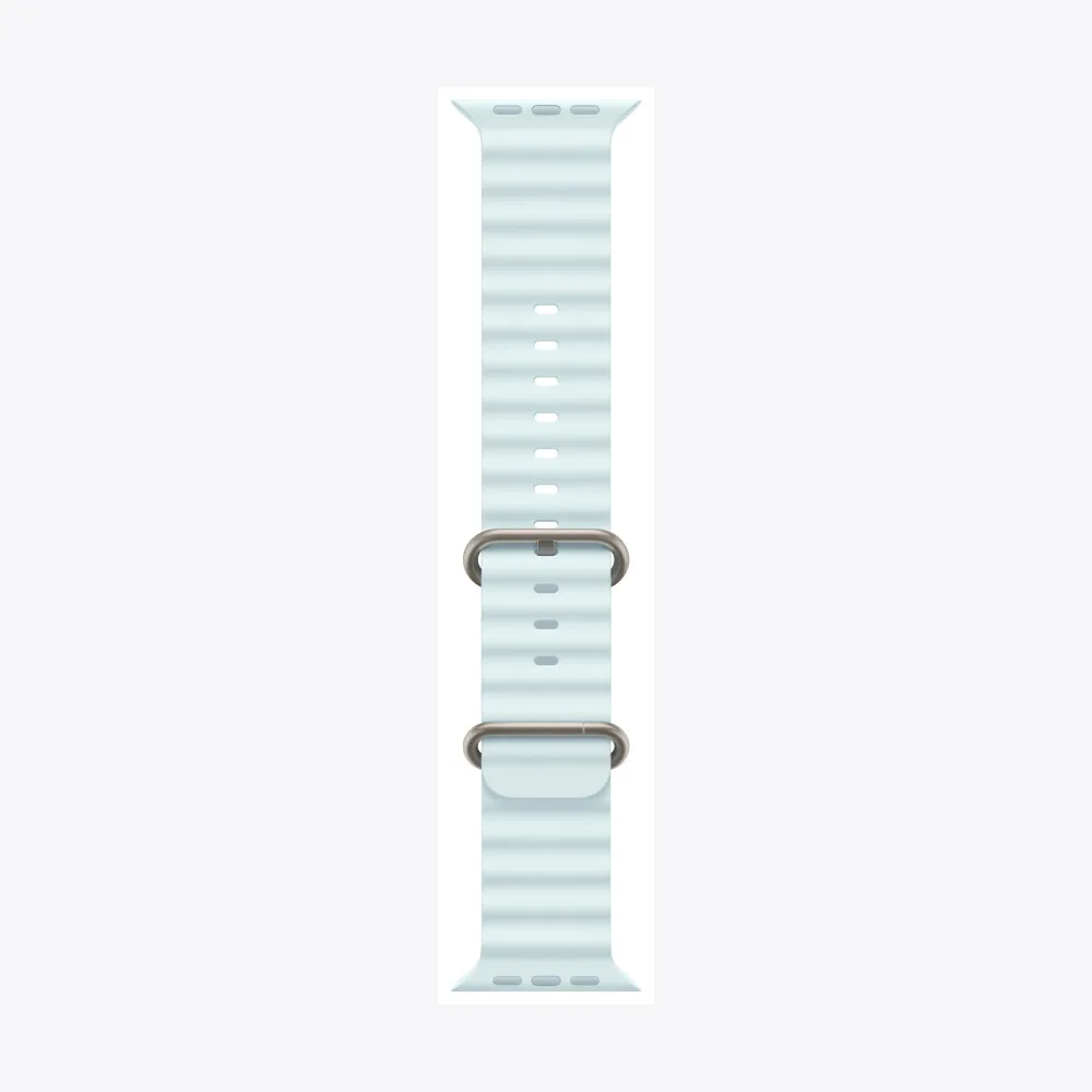 49mm Ice Blue Ocean Band - Natural Titanium Finish