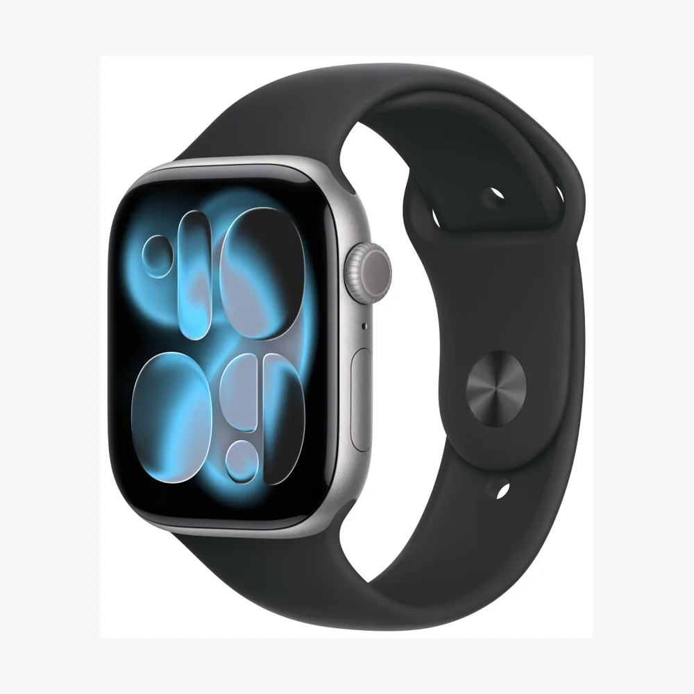 Apple Watch Series 11 GPS + Cellular 46mm Space Grey Aluminium Case with Black Sport Band - S/M
