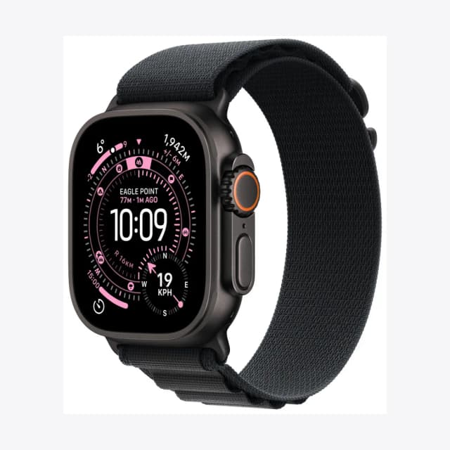 Apple Watch Ultra 3 GPS + Cellular 49mm Black Titanium Case with Black Alpine Loop - Medium