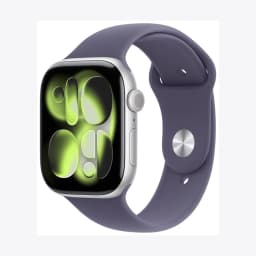 Apple Watch Series 11 GPS 46mm Silver Aluminium Case with Purple Fog Sport Band - S/M