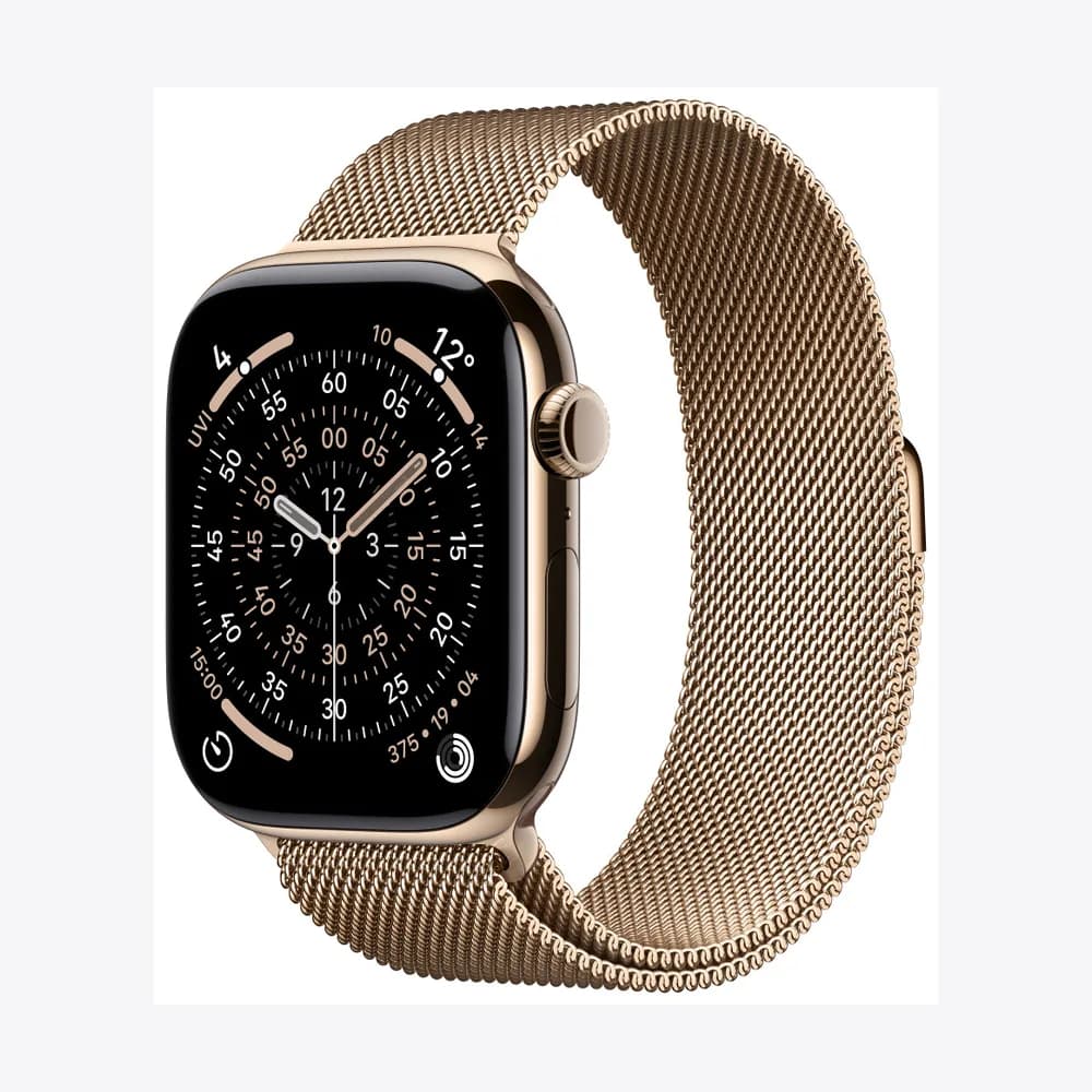 Apple Watch Series 11 GPS + Cellular 46mm Gold Titanium Case with Gold Milanese Loop - S/M