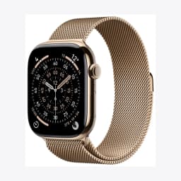 Apple Watch Series 11 GPS + Cellular 46mm Gold Titanium Case with Gold Milanese Loop - S/M