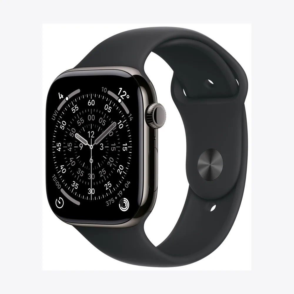 Apple Watch Series 11 GPS + Cellular 46mm Slate Titanium Case with Black Sport Band - S/M