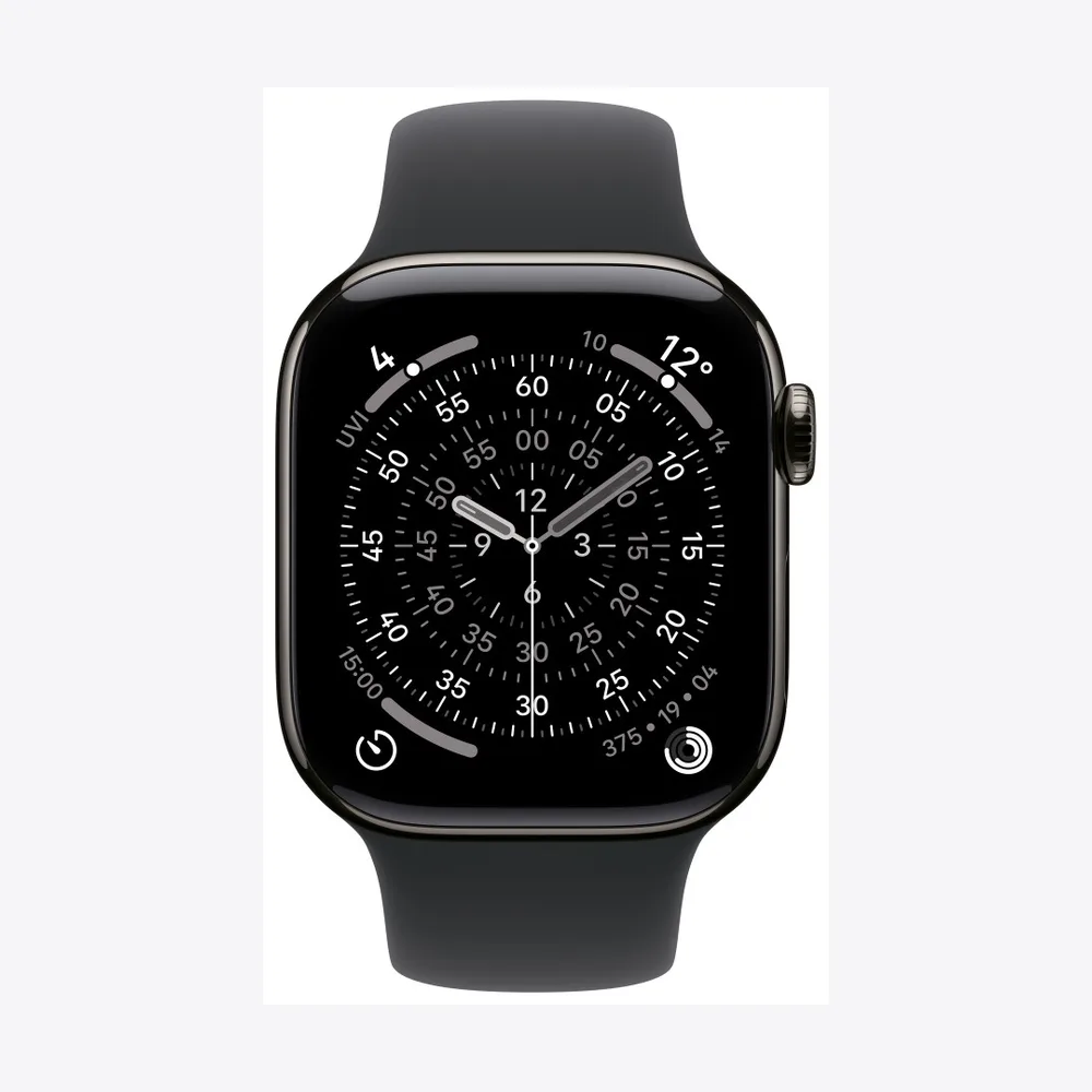 Apple Watch Series 11 GPS + Cellular 42mm Slate Titanium Case with Black Sport Band - S/M