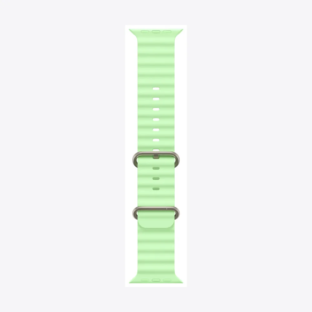 49mm Neon Green Ocean Band - Natural Titanium Finish