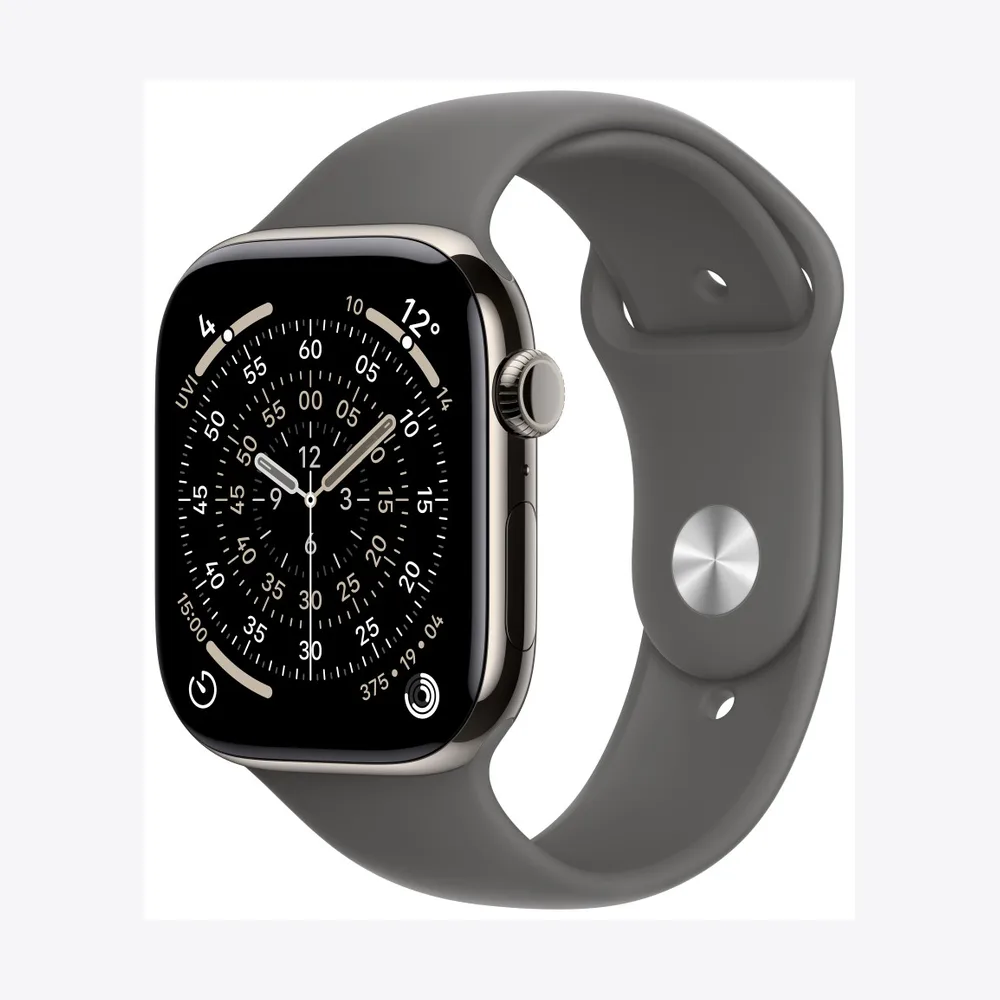 Apple Watch Series 11 GPS + Cellular 46mm Natural Titanium Case with Stone Grey Sport Band - S/M