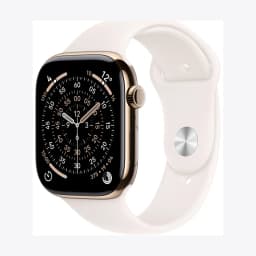 Apple Watch Series 11 GPS + Cellular 46mm Gold Titanium Case with Light Blush Sport Band - S/M