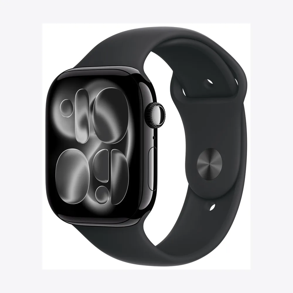 Apple Watch Series 11 GPS 46mm Jet Black Aluminium Case with Black Sport Band - S/M