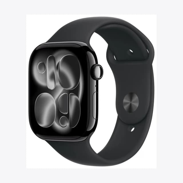 Apple Watch Series 11 GPS 46mm Jet Black Aluminium Case with Black Sport Band - S/M