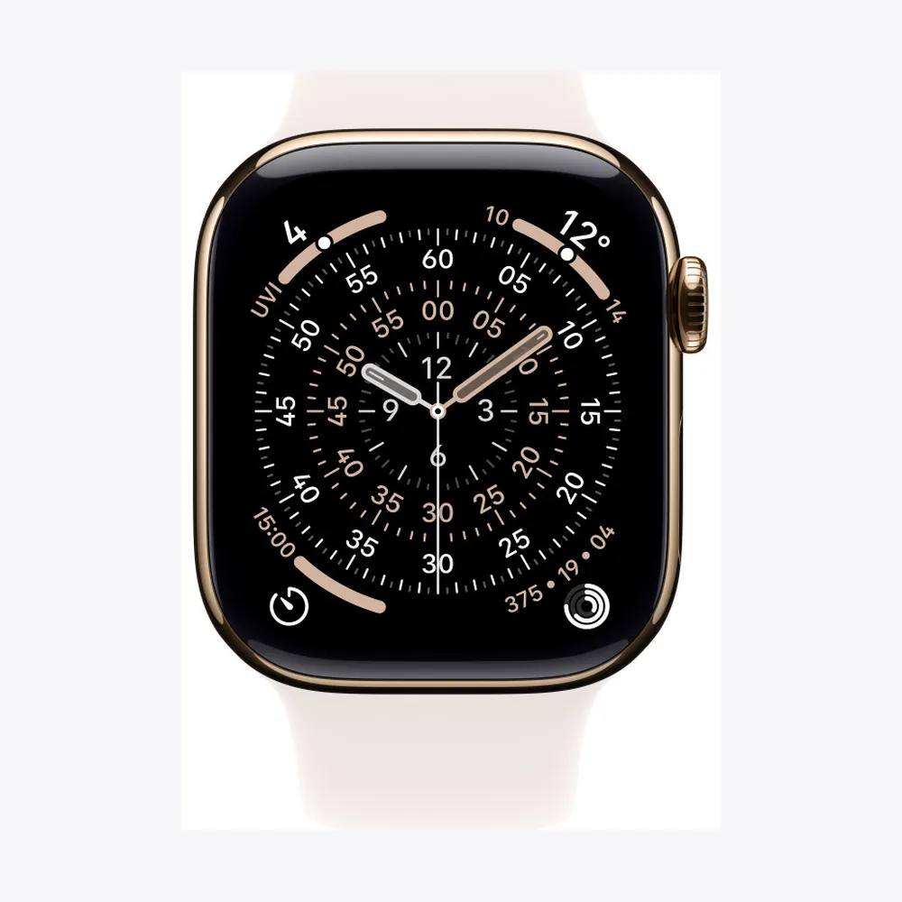 Apple Watch Series 11 GPS + Cellular 42mm Gold Titanium Case with Light Blush Sport Band - M/L