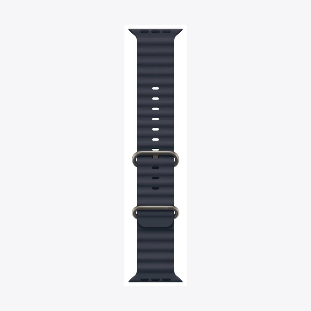 49mm Navy Ocean Band - Natural Titanium Finish
